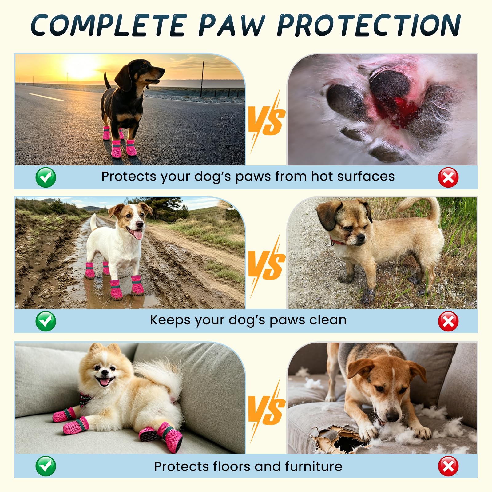 Chaussures d’Été pour Petits Chiens 4 Pièces Chaussures en Maille Respirantes et Antidérapantes pour l’Extérieur Protègent Les Pattes des Brûlures Attention: ne Choisissez Pas Votre Taille habituelle