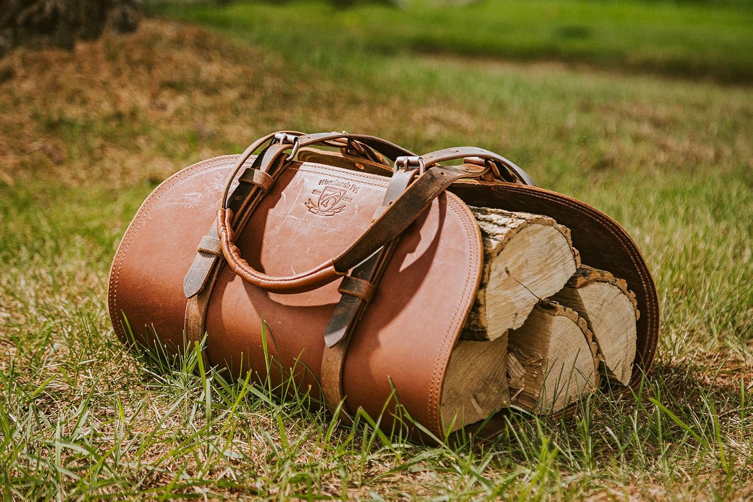 Woodman's Pal Premium Buffalo Leather Log Carrier, Luxury Handcrafted Firewood Carrier, Heavy-Duty Firewood Bag for Wood Carrying, Made in USA - Ideal for Outdoors and Camping - Image 2