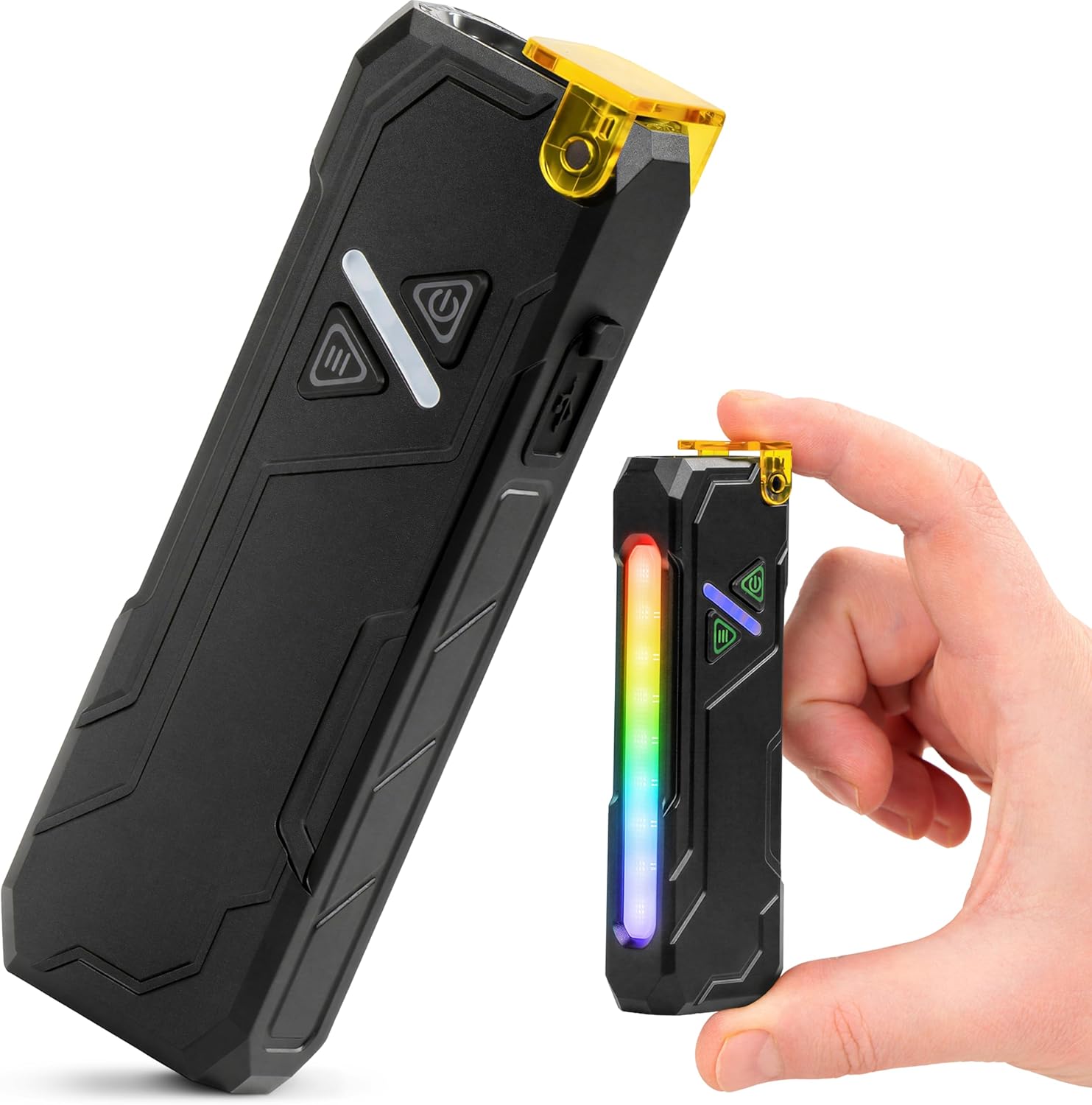 Granatan Rechargeable EDC Flashlight, 680 Lumens Waterproof Portable LED Flashlight with RGB Light, 10W USB-C Charging, Aluminum Alloy Magnetic Keychain Flashlight for Outdoor and Camping (Black)