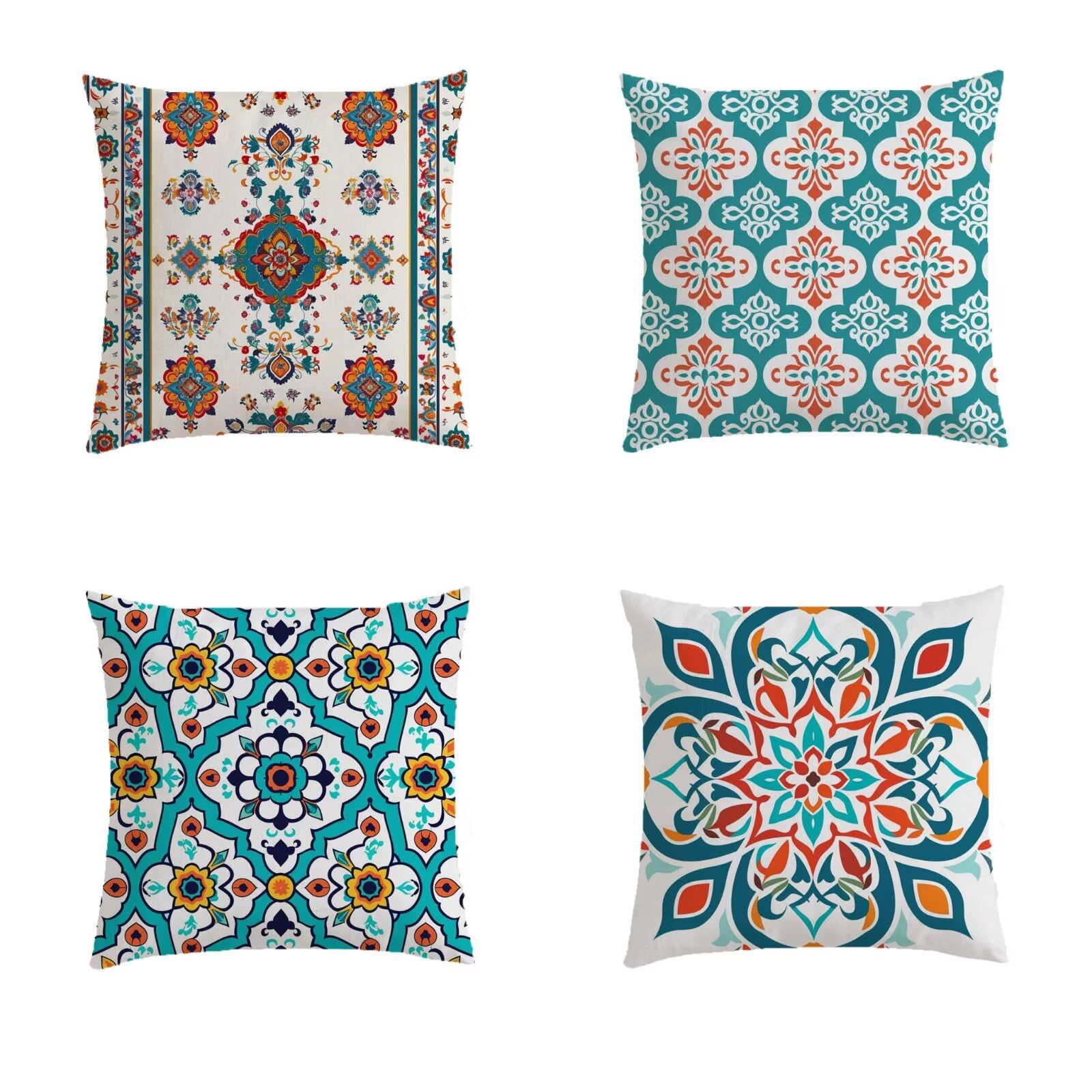 Housse de coussin 80x80cm extérieur bleu grand format carré pour décoration salon de jardin