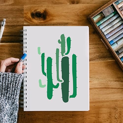 Miniatura 7 de FINGERINSPIRE 9 plantillas de plantas suculentas, 2 tamaños, plantillas de cactus con patrón de plantas de cactus, plantilla de pared de aloe vera,