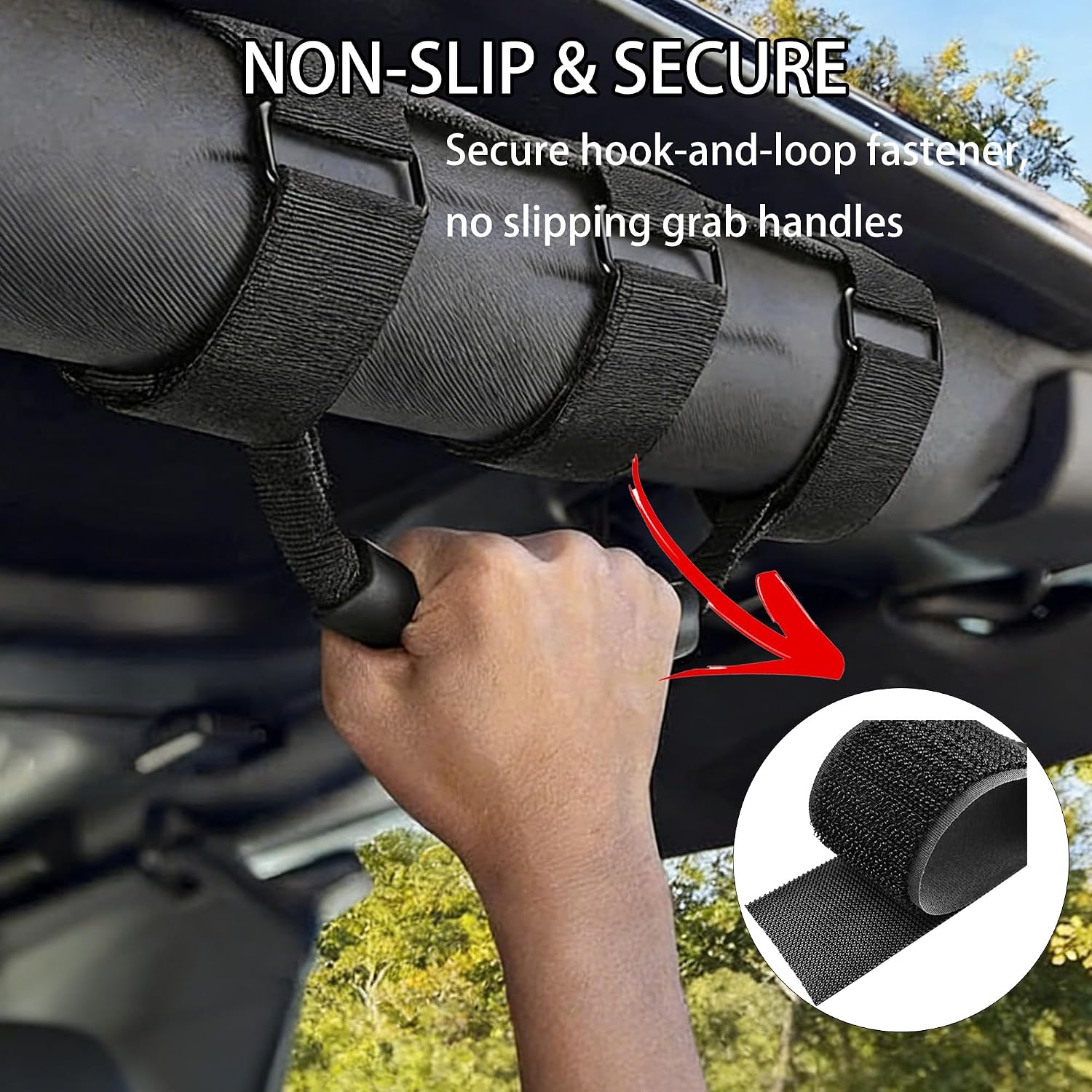 2 Pack Roll Bar Grab Handles Compatible with Jeep Wrangler Tj Yj Jk, Durable and Strong Car Accessories for 1955-2023 Models (Black)