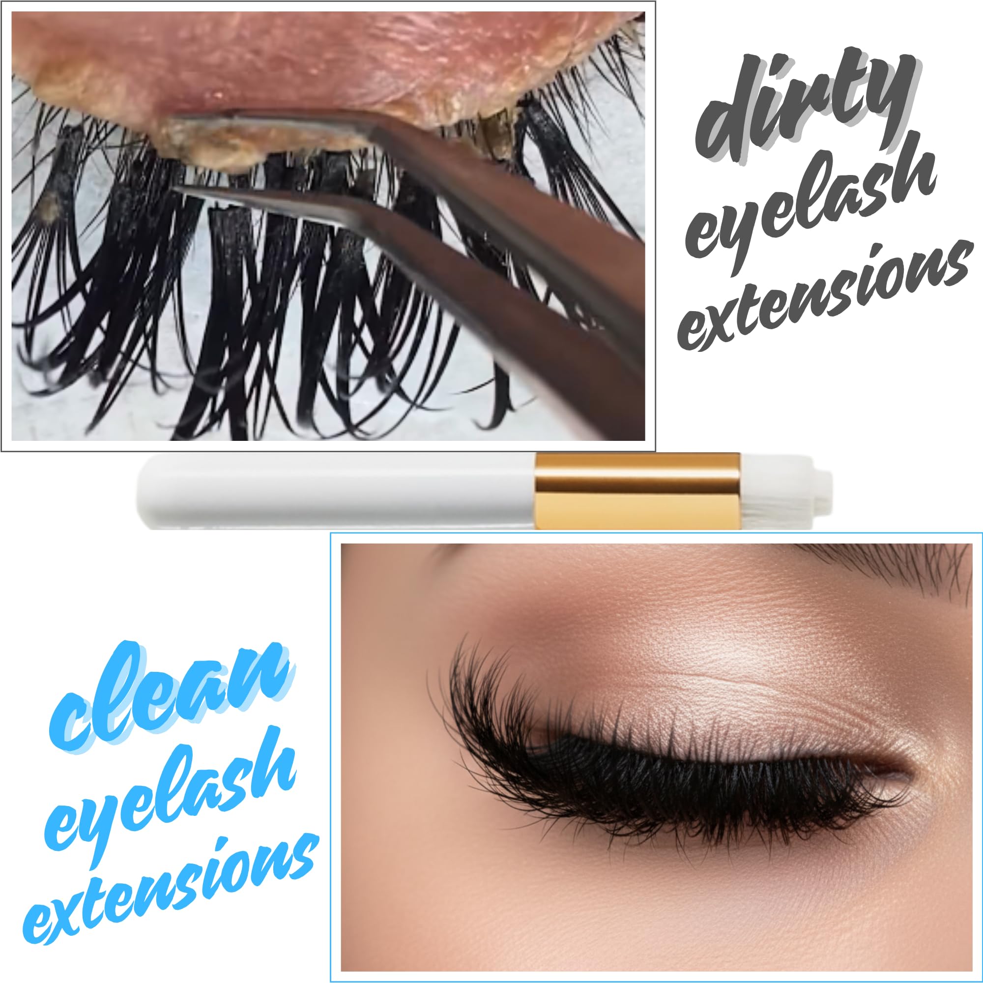 XXL Lashes Shampoo per extension ciglia, detergente schiumogeno, struccante, 50 ml con spazzolino per shampoo per ciglia e sopracciglia, cura ciglia con pennello per lavaggio