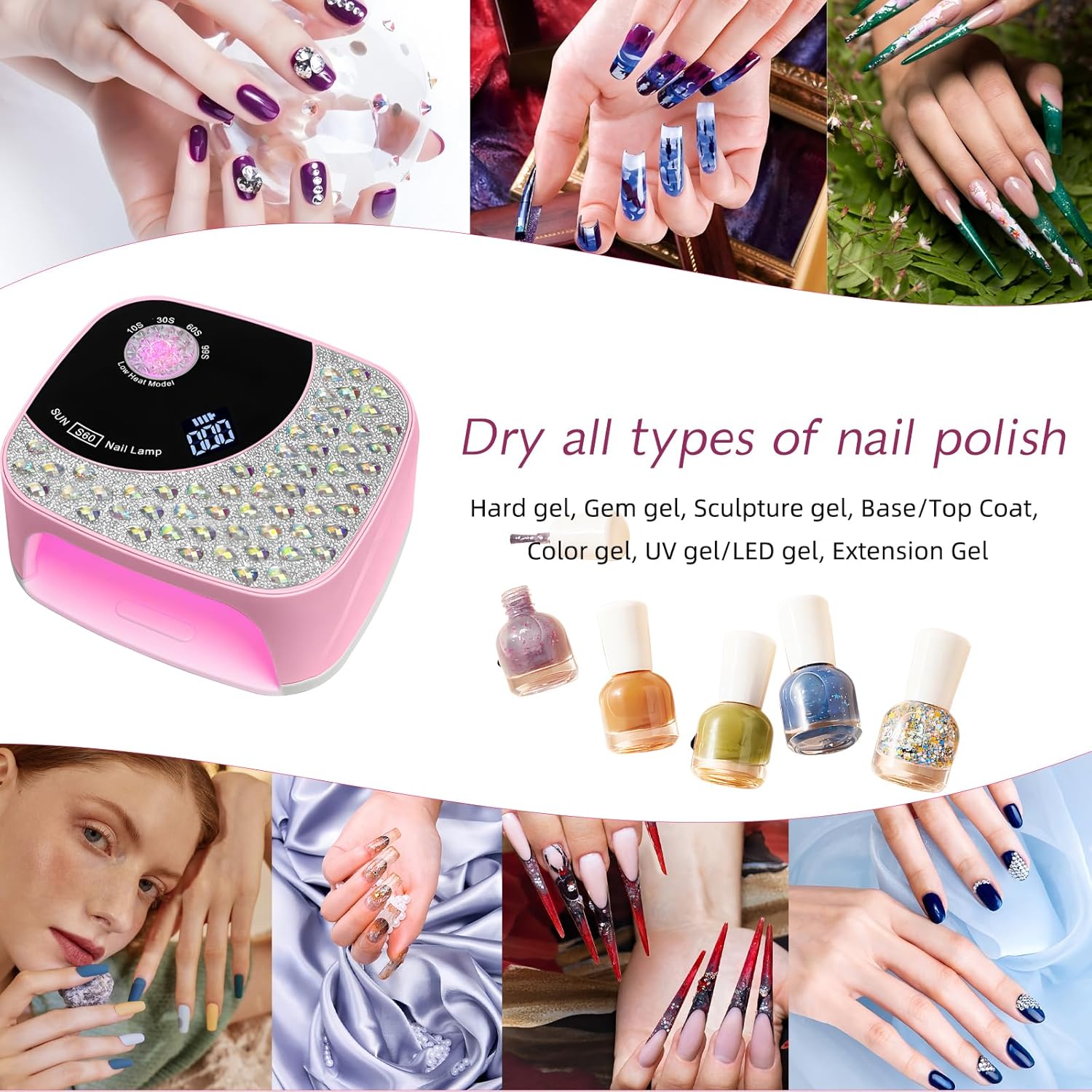 UV LED Nail Lamp Professional LED Nail Dryer for Gel Nails with 36pcs Lamp Beads, 4 Timers, Smart Sensor, Detachable Base for Home Salon DIY Manicure