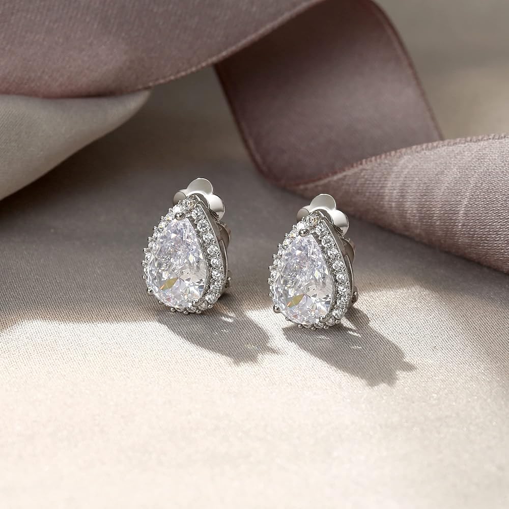 Donne Sposa Matrimonio Bianco Cristallo Teardrop Orecchini Pendente – it