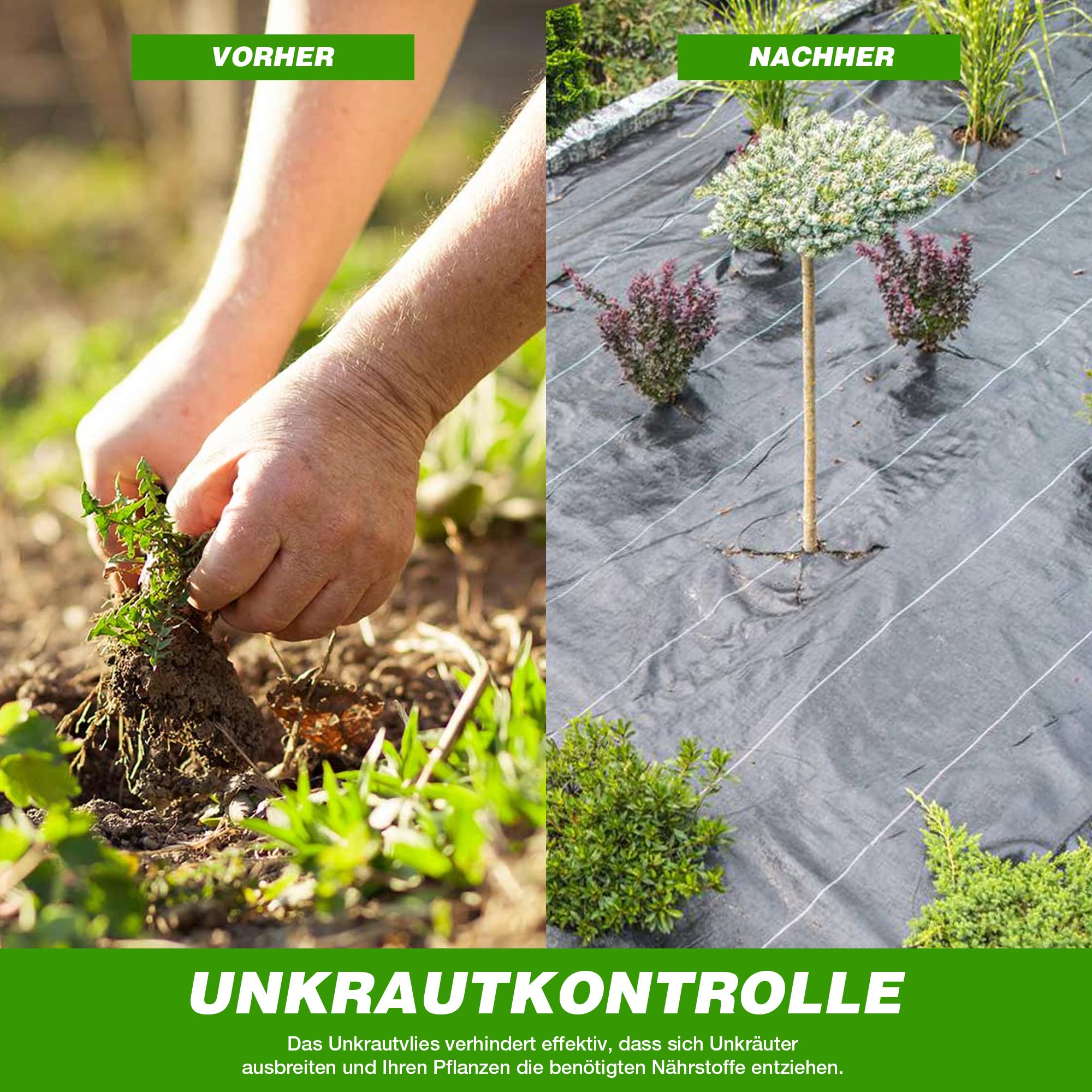 GroundMaster Unkrautvlies Extra Stark (2 m Breit x 10 m Lang) - 100g/m² Unkrautvlies Wasserdurchlässig, Bodengewebe Unkrautflies für Garten, Hochbeet, Einfahrt usw., Anti Unkrautvlies Pflanzfolie