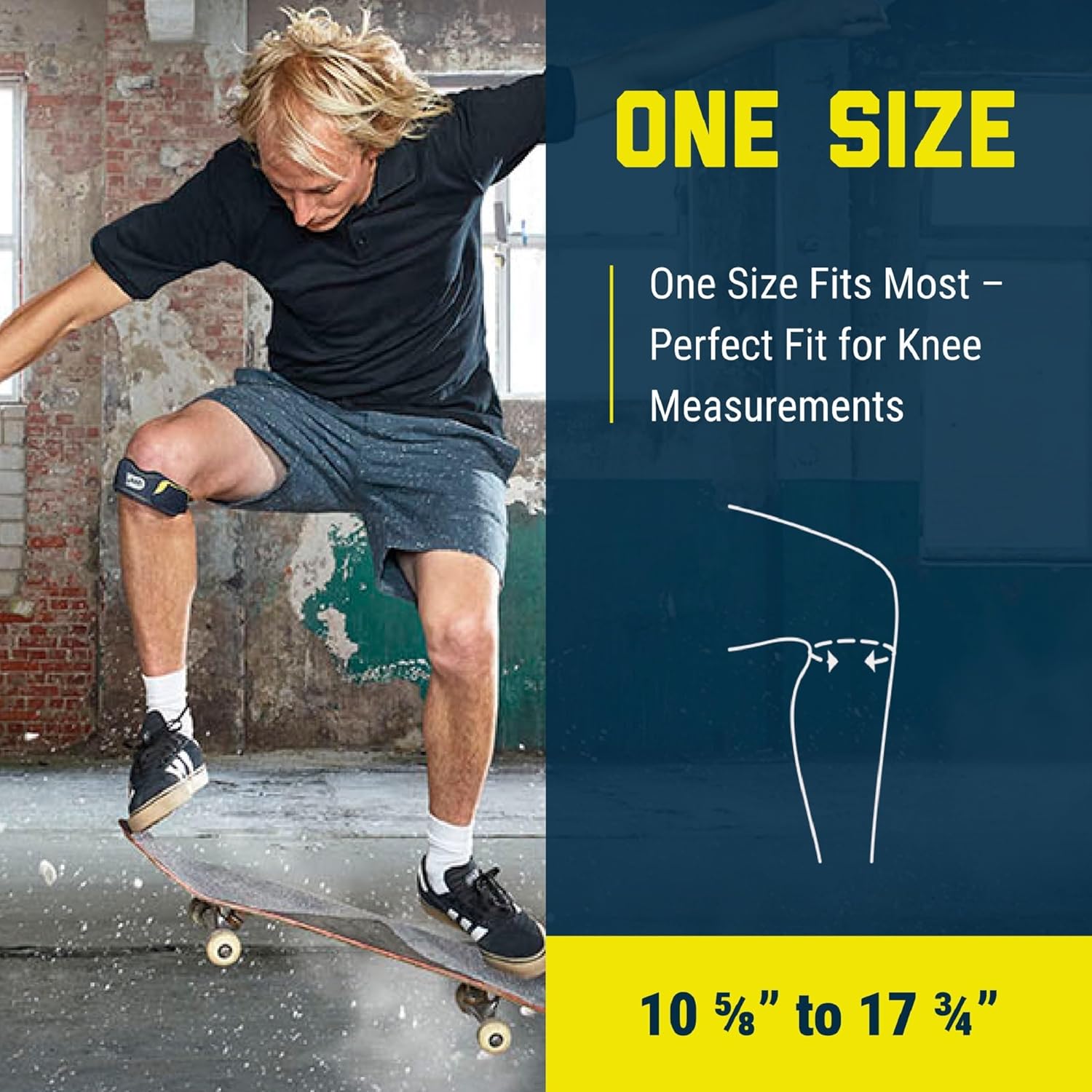 Push Sports Patella Brace for Pain Relief from Jumper's Knee and Osgood-Schlatter Disease. Non-Slip Brace Comfortably Stays in Place During Sports & Competition. (One-size)