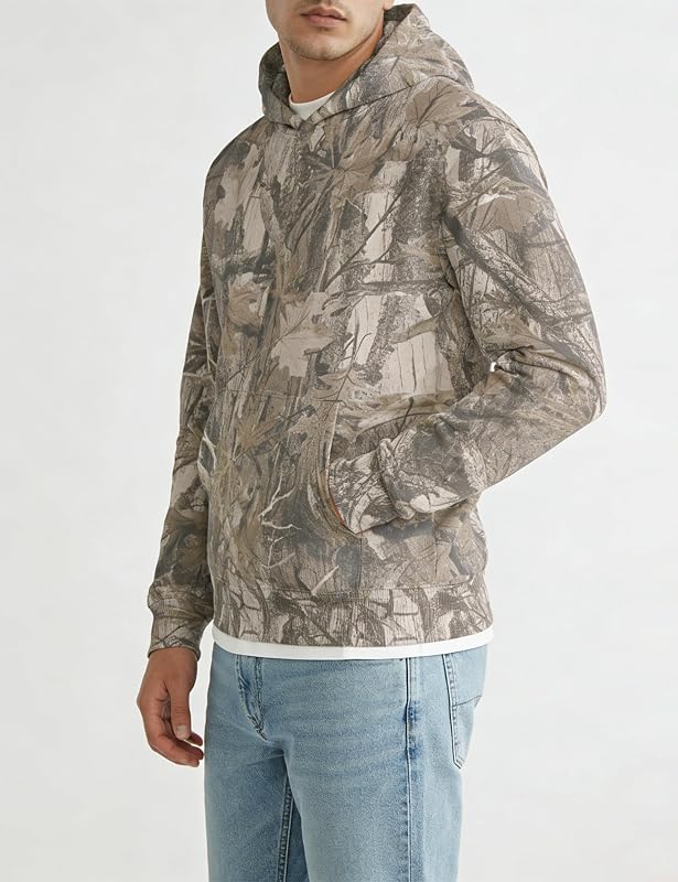 MSBESYOR Camo Hoodie for Men Camouflage Hunting Oversized Hooded Sweatshirts Long Sleeve Fleece Pullover with Pocket image 4