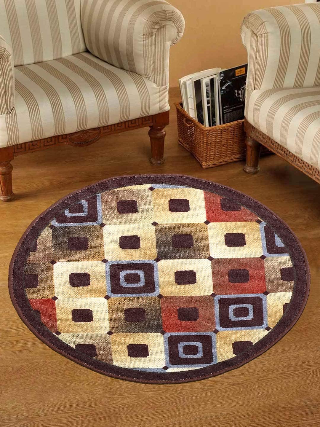 Status Contract Nylon Floor Round Carpet Mats for Living Room, Dining Room, Bathroom, Hall, Restaurant with Anti Skid Backing (30 x 30 inches)