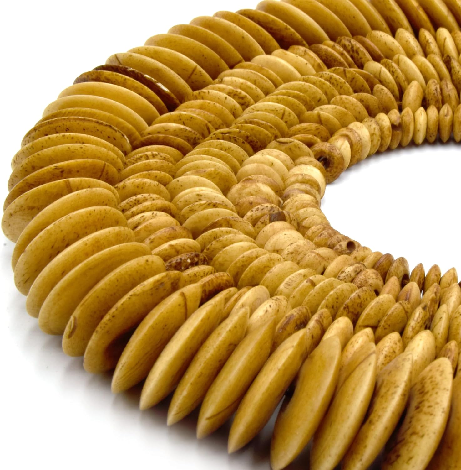 Bone Beads | Ox Bone Flattened Saucer Disc Beads | Bone Beads White 25mm