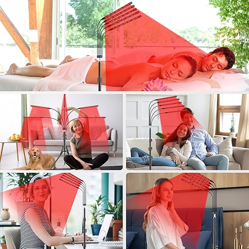 Miniatura 6 de Lámpara de terapia de luz roja, terapia de luz infrarroja de 150 LED con soporte ajustable, dispositivos de luz roja de 660 nm y 850 nm,