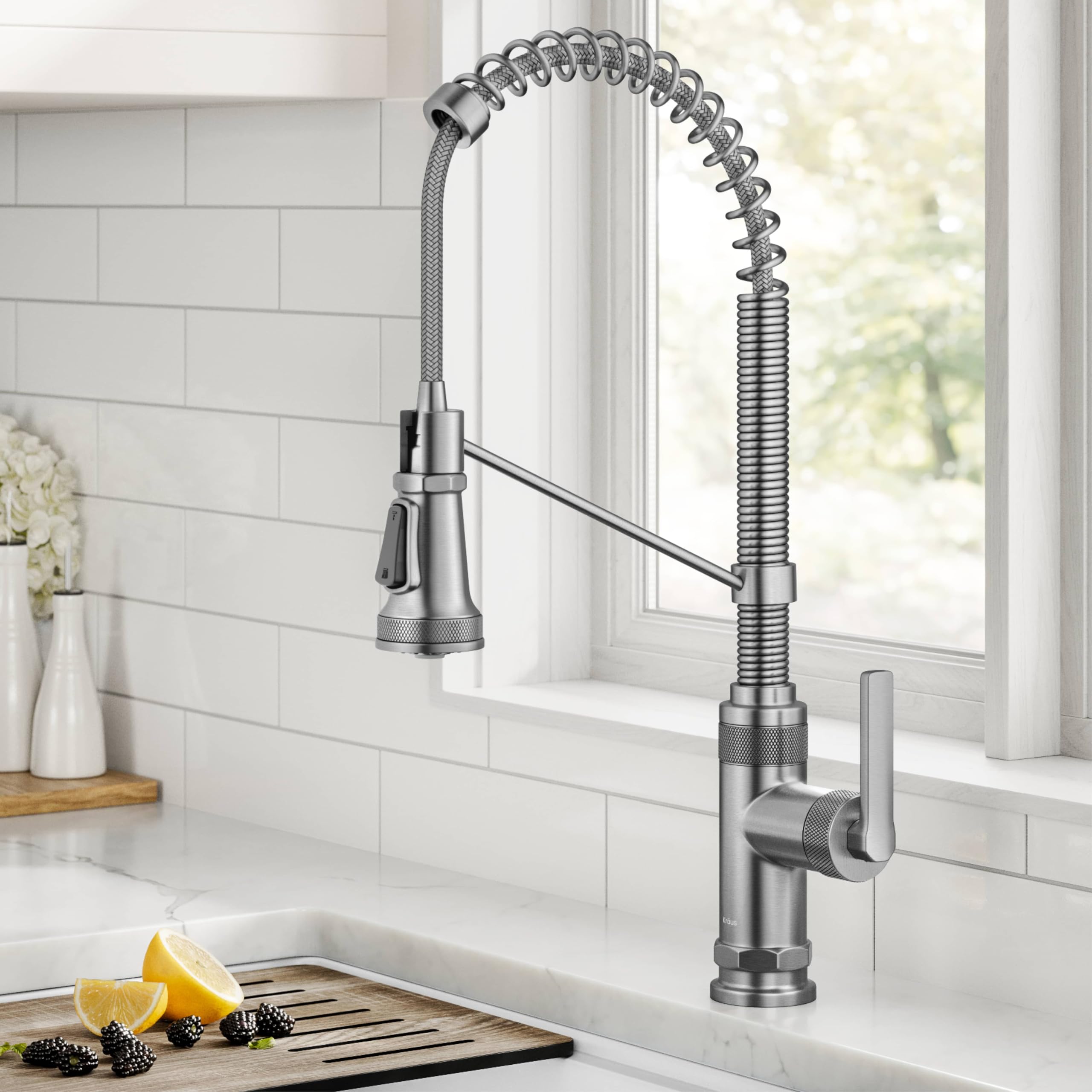 Allyn Commercial Style 2-Function Single Handle Pull Down Kitchen Faucet in Spot-Free Stainless Steel, KPF-4110SFS