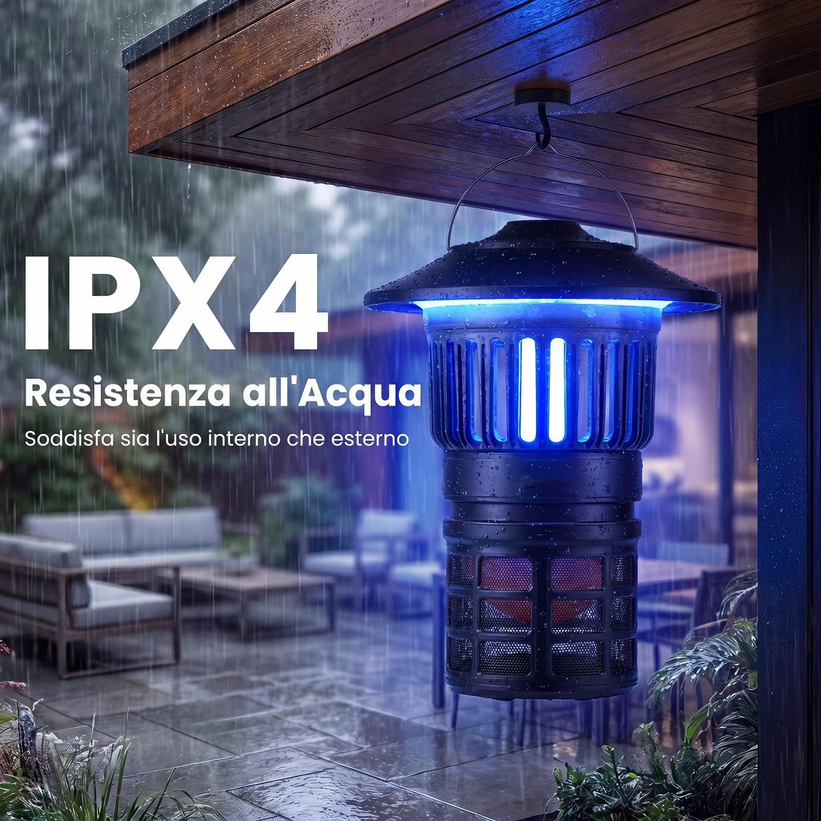 RELAX4LIFE Lampada Antizanzare Elettrica, Luce Regolabile | Zanzariera Ricaricabile e Impermeabile IPX4, Trappola Silenziosa Ammazza Zanzare e Mosche, Portatile per Interno e Esterno