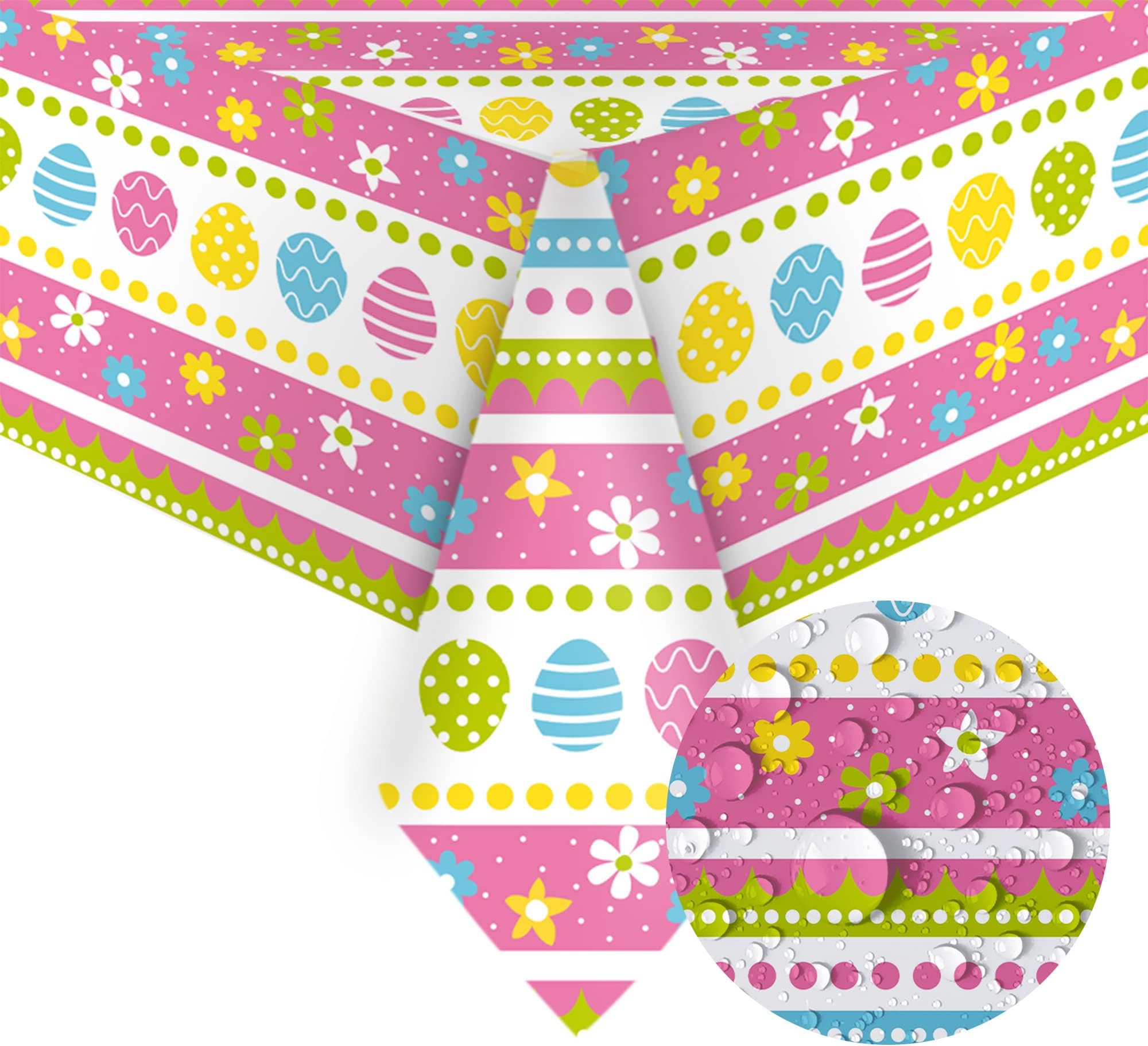 2 Pieces Easter Plastic Tablecloth Easter Decorative Table Cover Disposable Rectangle Tablecloth Easter Egg Flower Tablecloth for Tabletop Holiday Party Supplies, 54 x 108 Inch