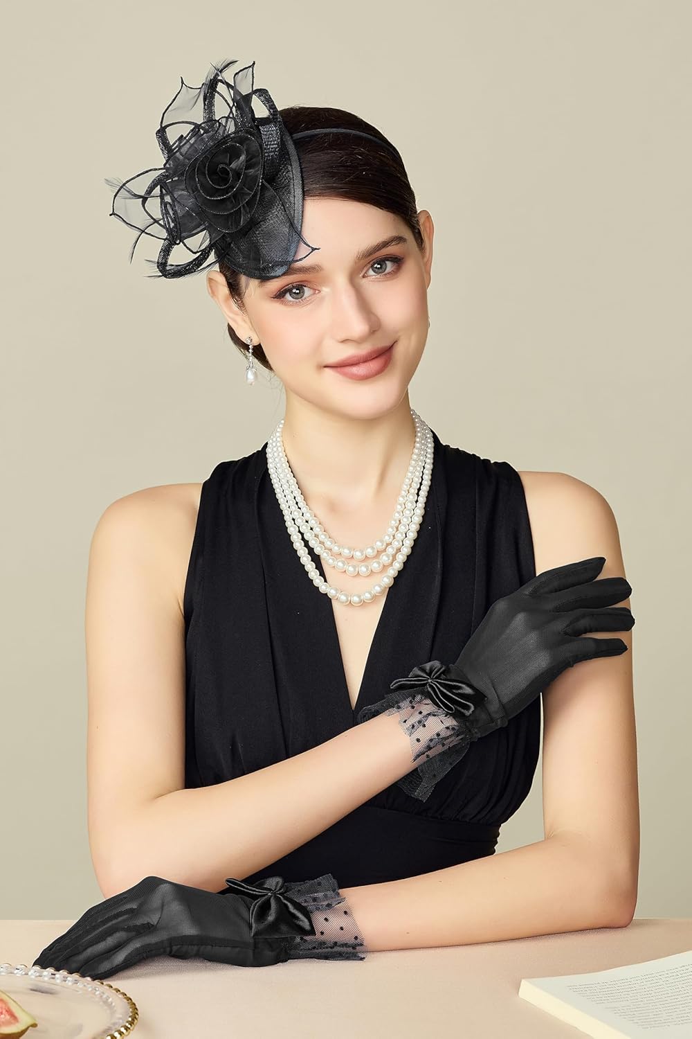 BABEYOND Lace Gloves for Women - Bow Short Prom Gloves Evening Elegant Accessories for Wedding Opera Party - Image 2