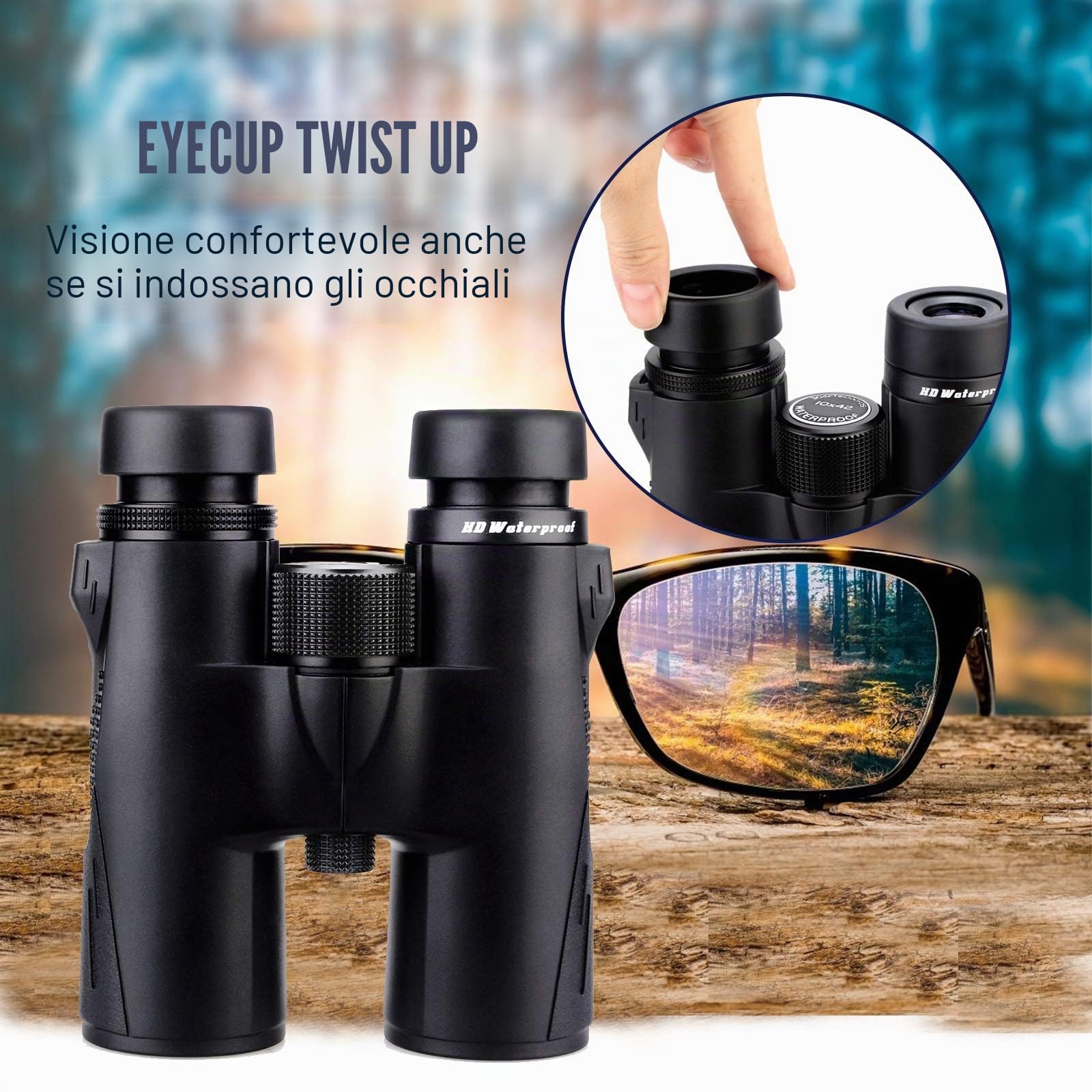Svbony SV47 Binocolo 8x42, HD Impermeabile Binocolo Adulti Potente, Lente FMC Prisma Bak-4 Binoculars Borsa Morbida per Bird Watching