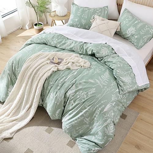 Miniatura 3 de JANZAA Juego de edredón tamaño King  Juego de edredón floral King, edredón tamaño King para todas las estaciones, 3 piezas, 1 edredón (90 x 104