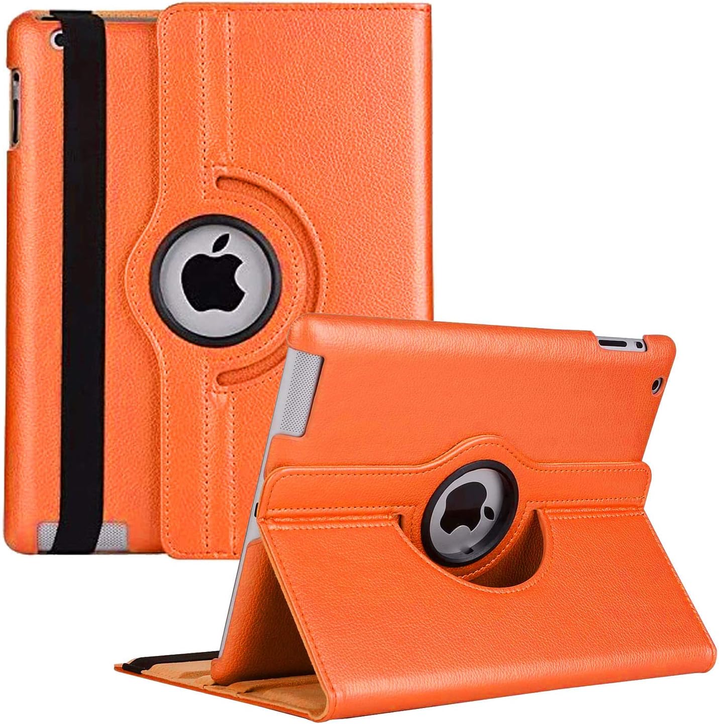 iPad Rotating Case for iPad 4 3 2 (Old Model) - 360 Degree Rotating Smart Stand Protective Cover with Auto Wake/Sleep for iPad 4th Gen, iPad 3 & iPad 2(Orange)