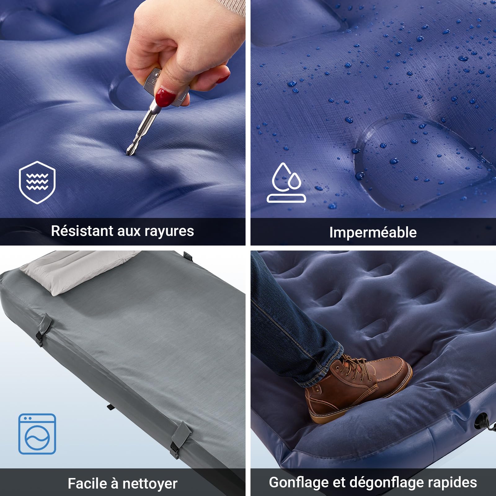 SoBuy Tente de Camping Extérieure Gris Tentes Double avec Crochet pour Lampe et Sacs de Rangement pour Chaussures Tente 3-en-1 Gris