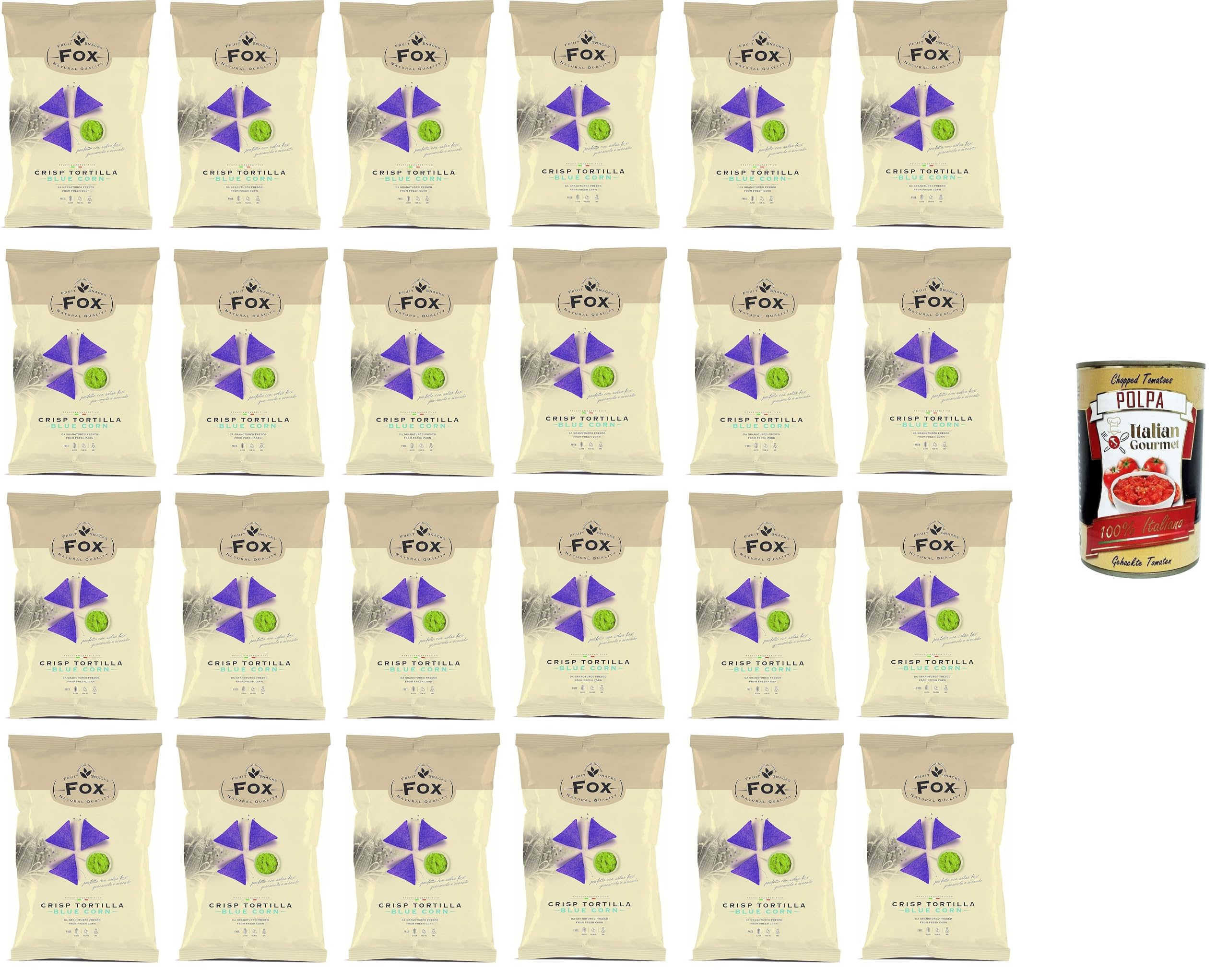 Italian Gourmet FOX Italian Gourmet patatine Tortilla Chips Mais blu | Croccanti e salate, Beutel pratici, ideali da condividere, für Aperitif, Gesamtnettogewicht 2,88 kg + Kostenlos Polpa 400g