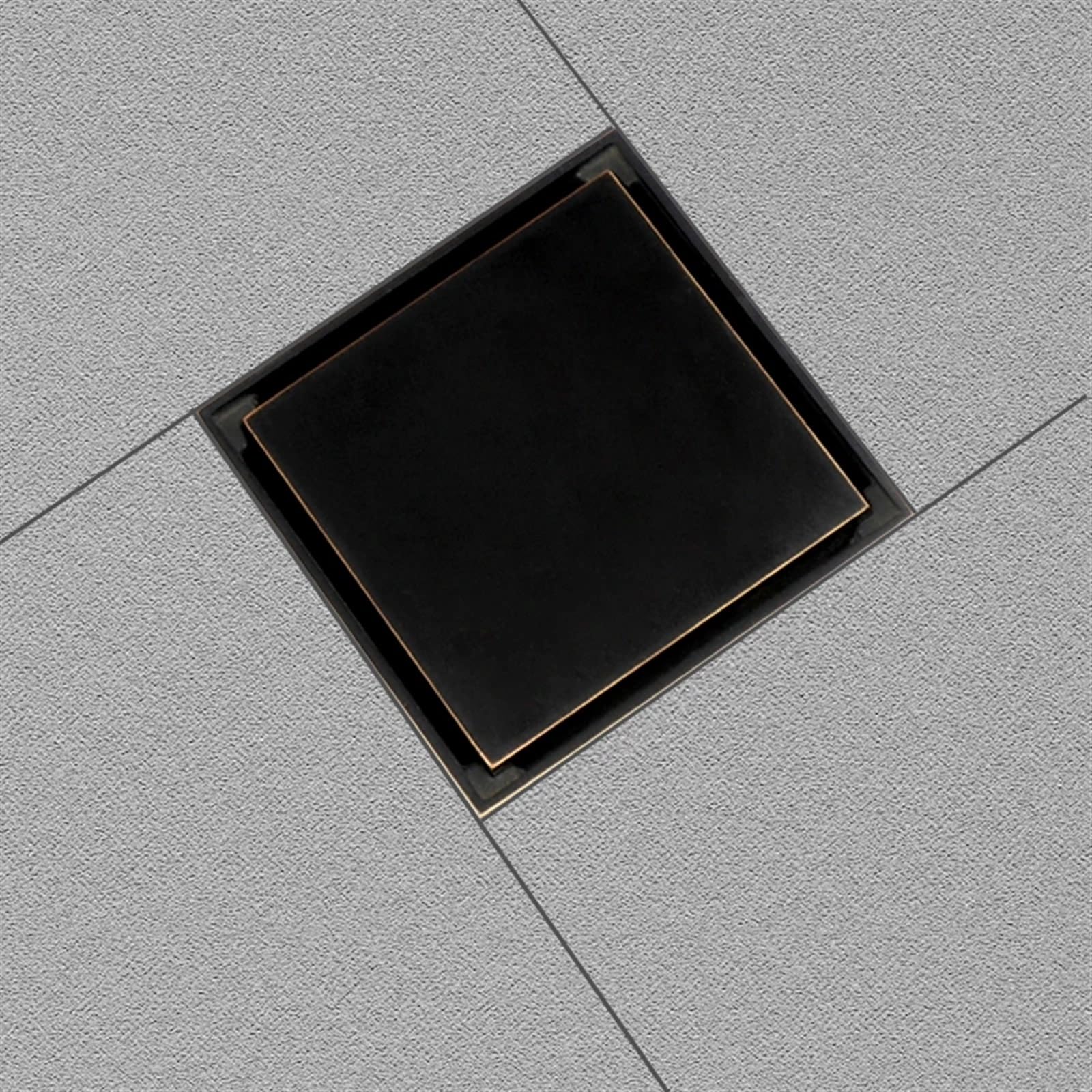 DesagüE del Suelo Desagüe de Ducha latón, desagüe Suelo baño, inserción azulejo, Cubierta Drenaje Invisible for, Cuadrado, 10x10 CM(Brown)