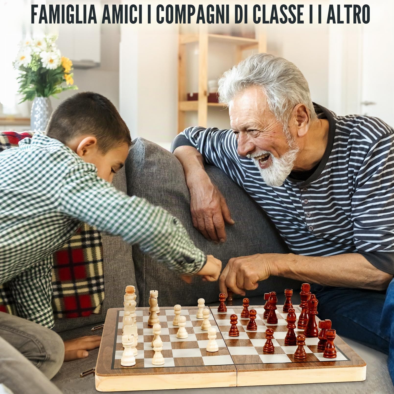 Set di Scacchi e Dama 2 in 1 Scacchiera Magnetica in Legno, Scacchi da Viaggio Pieghevoli 38CM, Giochi Educativi, Giocattoli e Regali, Scacchiera per Bambini e Adulti
