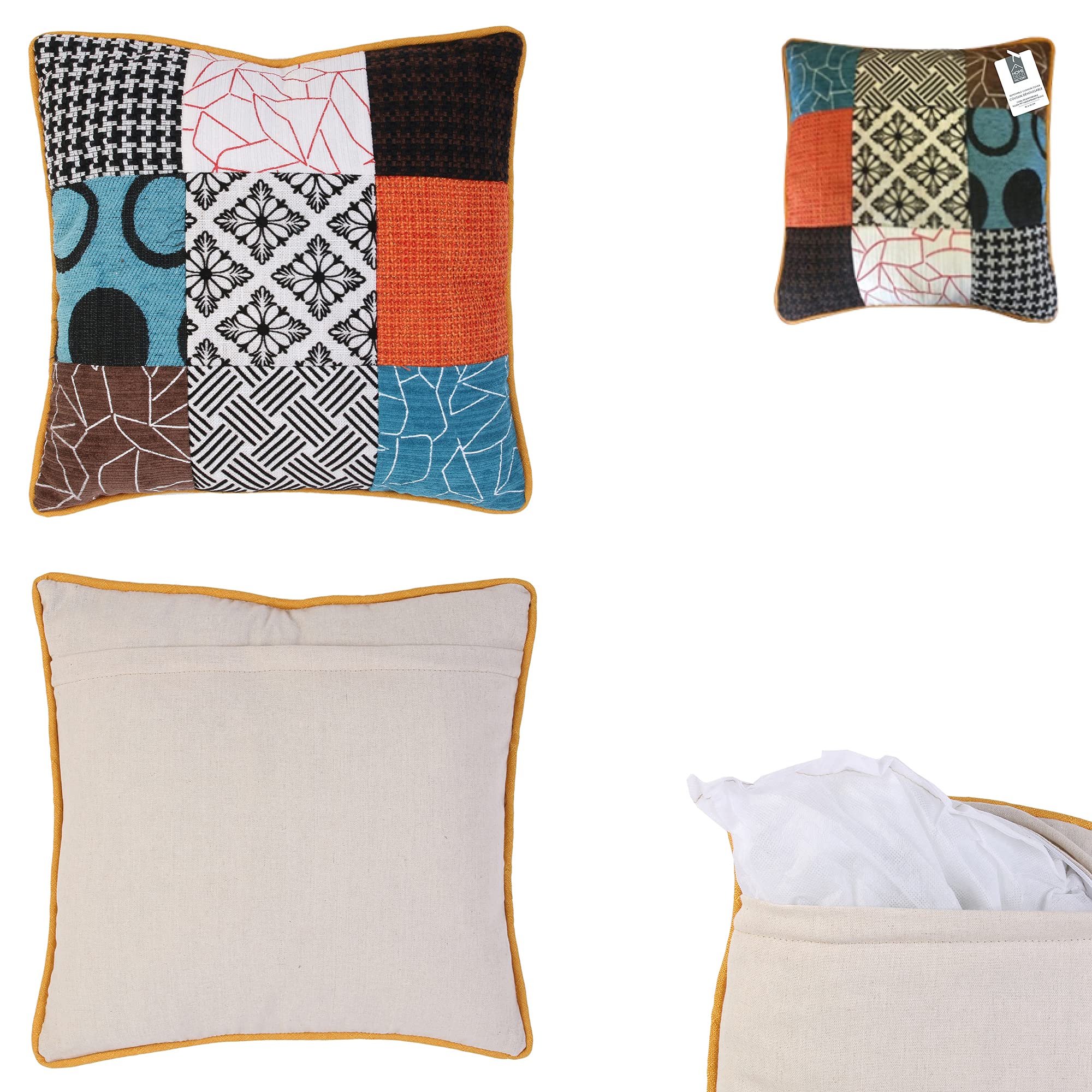 HOME DECO FACTORY Cuscino patchwork sfoderabile, 40 x 40 cm, decorazione tessile