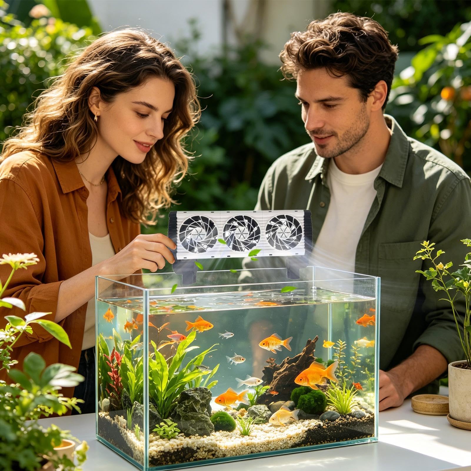 Generisch Aquarium Kühler Kühlerventilator, 5 Geschwindigkeiten leiser Aquariumlüfter, Leiser Kühlventilator für das Fischbecken, für Hobbyisten Zuhause Büro Wohnung Wohnzimmer Schlafzimmer Café