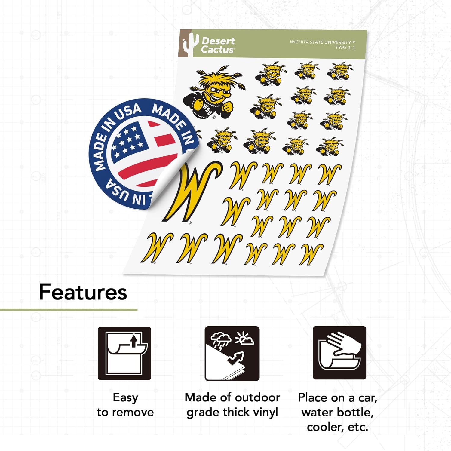 Desert Cactus Wichita State University Sticker WSU Shockers Sticker Vinyl Decals Laptop Water Bottle Car Scrapbook T1 (Type 1-1) - Image 4