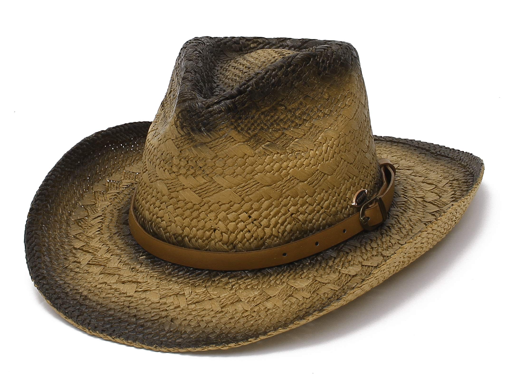 GEMVIE Sombrero Paja Hombre de Sol Fedora Cowboy Playa Verano ala Ancha Vaquero Sombreros -Unisex Adulto/Anti-UV/Viaje