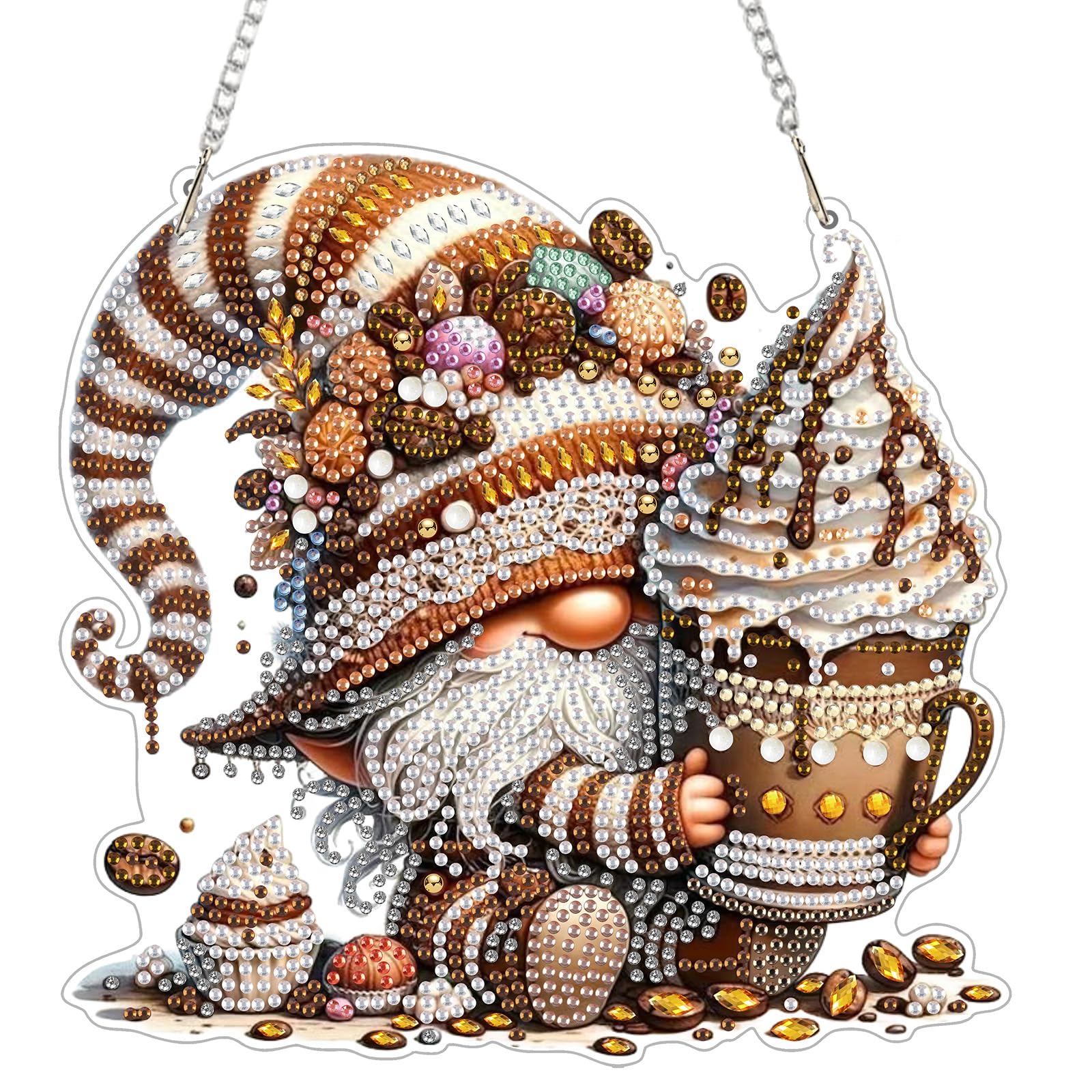 GHHKUD Gnome Hanging Diamond Art Kits for Adults, Special Shaped Diamond Painting Kits Hanging Pendant, DIY Acrylic 5D Diamonds Gem Art Painting Craft Kit for Wall Decor Gift