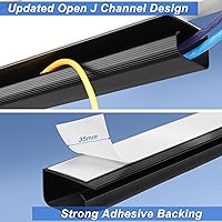 Vista 4 de ZhiYo Cable Management Under Desk J Channel (4x15.7in), 63in Cable Raceway, Self-Adhesive Cord Hider Cord Organizer for Desk, Wire Management Kit