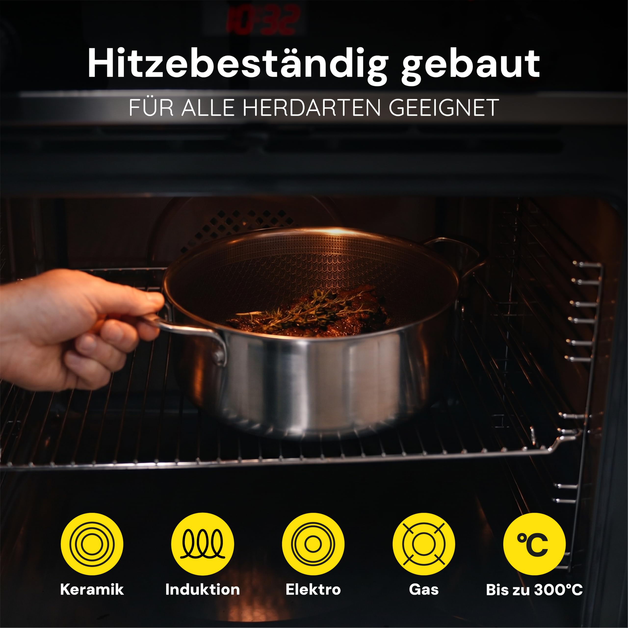 MISO Topf 24 cm (5L) Diamond Dust Keramik Non-Stick, Pot für Induktion. Frei von PFOA/PFAS, backofenfest bis 300°C, spülmaschinenfest, Tri-Ply mit Diamantbeschichtung