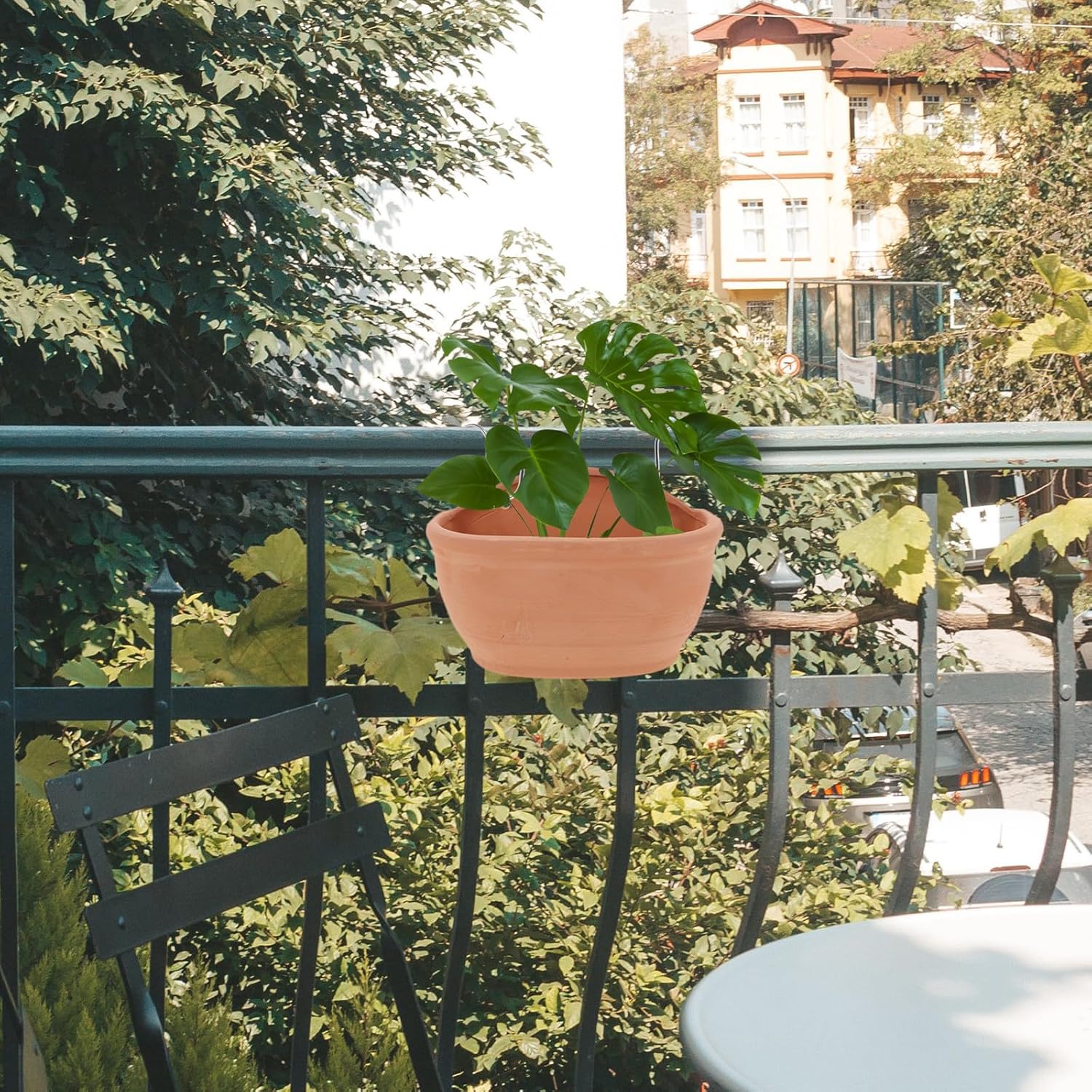TEHAUX Terracotta Wall Planter Basket for Indoor Plants with Drainage Hole, Large Hanging Plant Pot with Hook for Succulent Garden and Home Balcony Decor