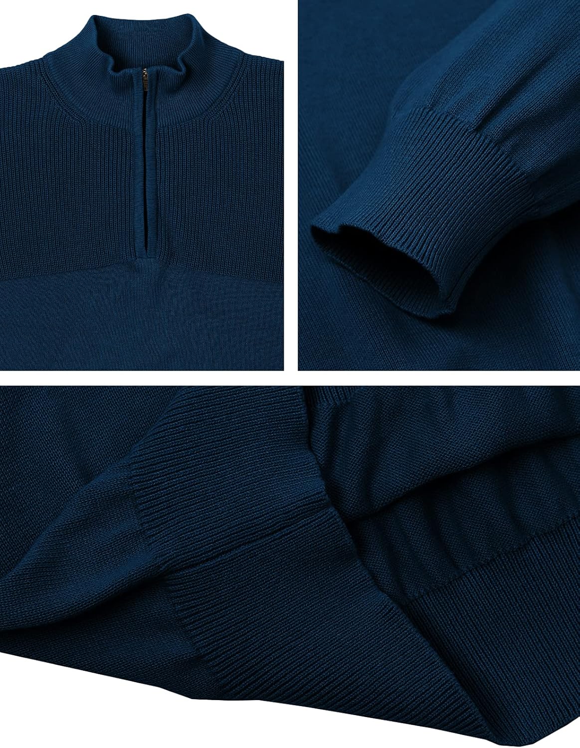 H2H Mens Quarter Zip Pullover Sweater Casual Slim Fit Polo Sweater - Image 5