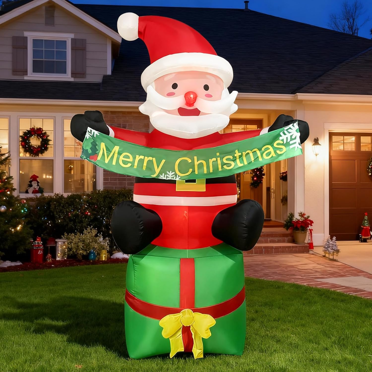 9.8FT Christmas Inflatable Santa Claus Outdoor Decorations,Giant Christmas Decorations Outdoor Inflatable,BlowUp Inflatable Christmas Decorations for Yard Gardern Lawn Indoor Winter Holiday Xmas Decor