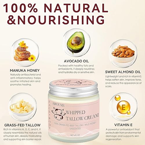 Miniatura 3 de Sarga de ternera para la piel, 100% sargo de ternera batida alimentado con pasto y bálsamo de miel con miel silvestre y cera de abejas, crema
