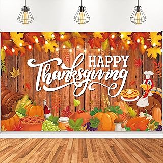 Large Happy Thanksgiving Banner Decorations | Thanksgiving Sign Outdoor with Turkey, Pumpkins and Maple Leaf for Yard, Por...
