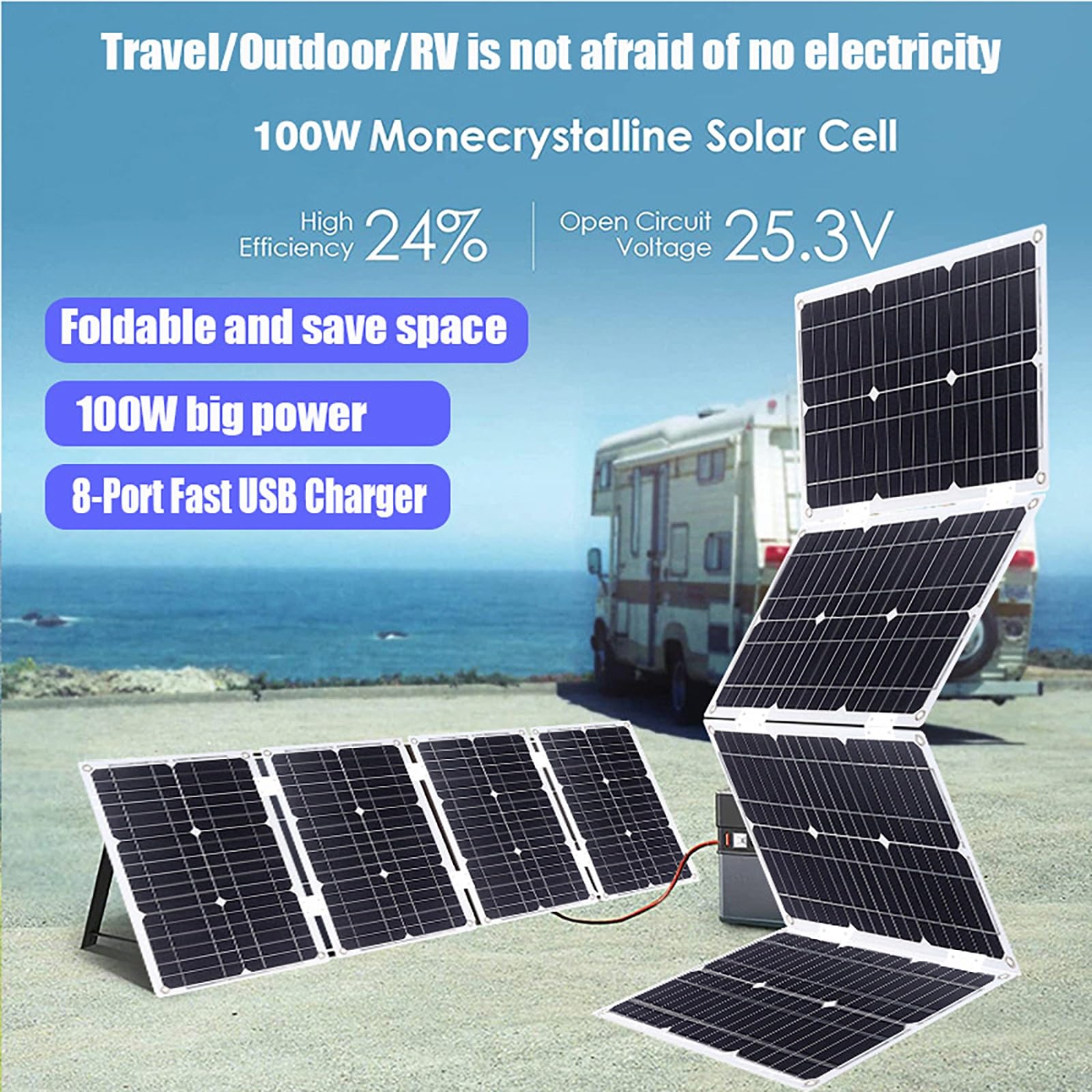 12V-220V Kit Inverter Solare 4000W/6000W Con Pannello 100W E Regolatore 50A | Conversione 12V DC-110V/220V AC, Ricarica Solare 100W, Sistema Off-Grid Per Casa, Camper, Baita(4000W,12V-110V)
