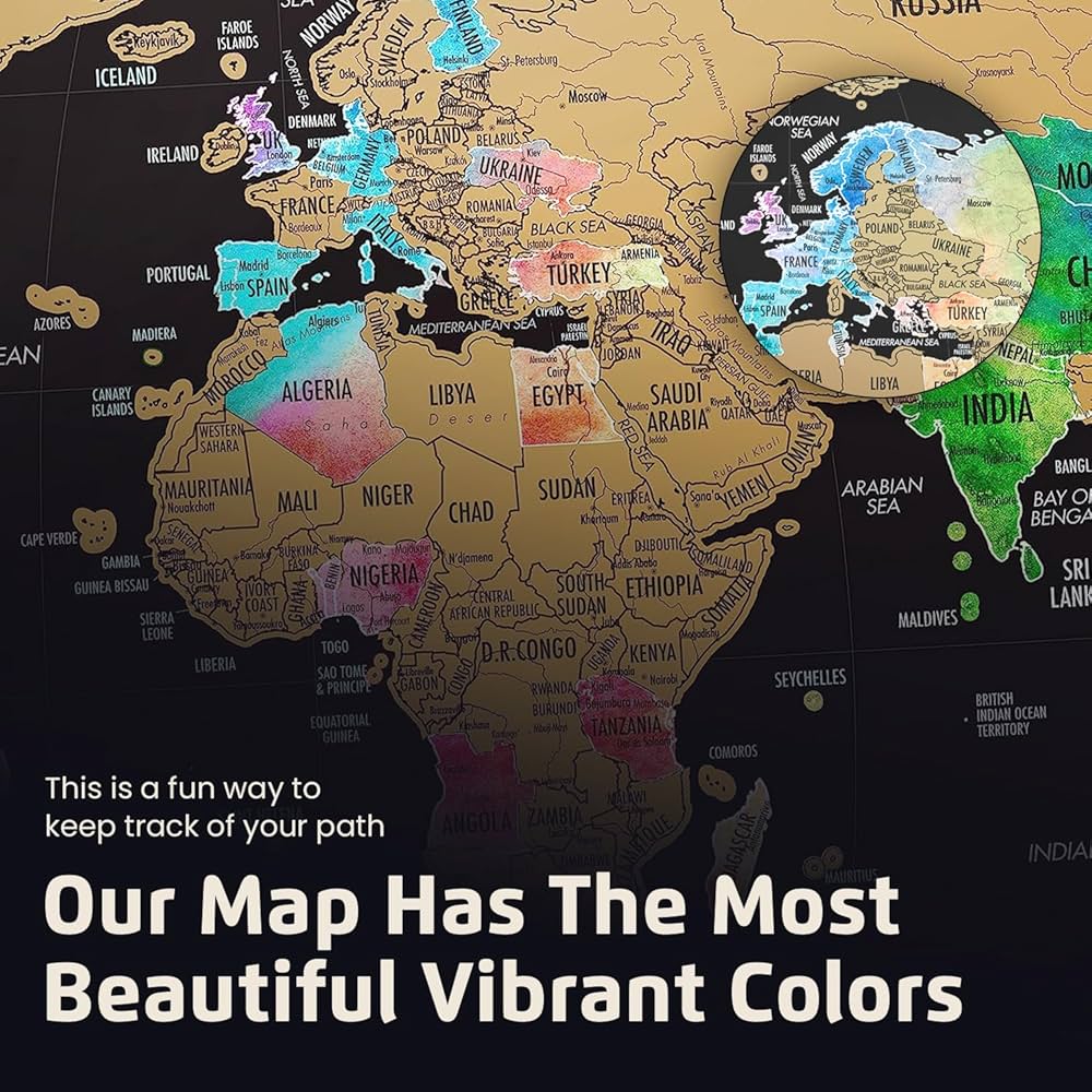 Amazon.co.jp: Landmass スクラッチオフ 世界地図 ポスター +