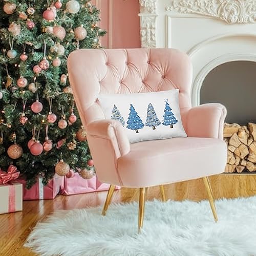 Miniatura 5 de Fundas de almohada azules para árbol de Navidad de 12 x 20 pulgadas, decoración de Navidad azul, decoración de Navidad verde, fundas de cojín de
