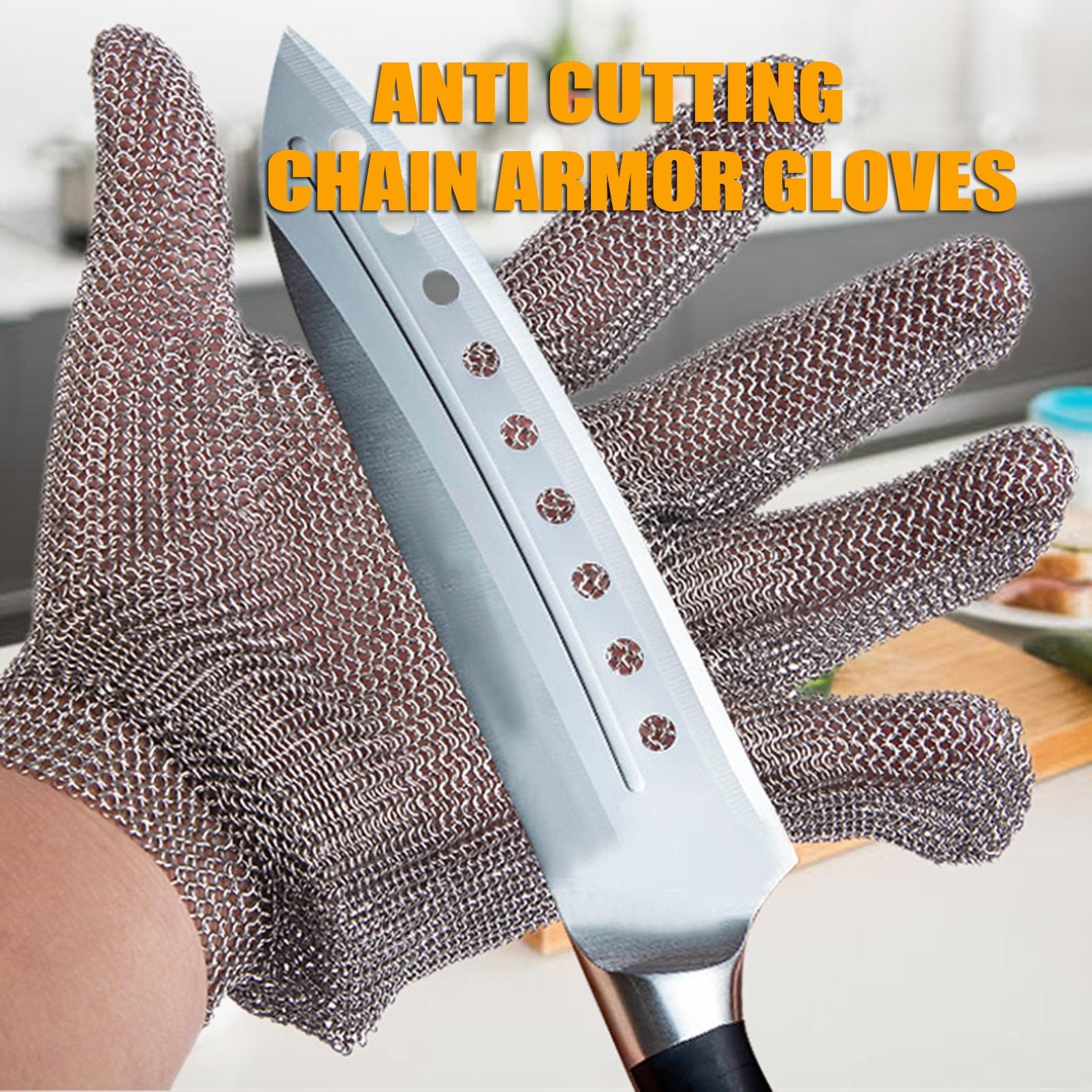 Guantes de Trabajo Anticorte 5 Guantes De Malla A Prueba De Cortes Con Pulsera De Nailon Ajustable, Guantes De Trabajo De Seguridad For Corte De Metales De Laboratorio(XXL)