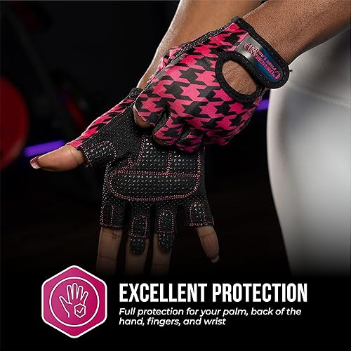 Miniatura 10 de Contraband Pink Label 5257 - Guantes de elevación con estampado de pata de gallo (par) - Ligeros veganos medianos acolchados de microfibra amara