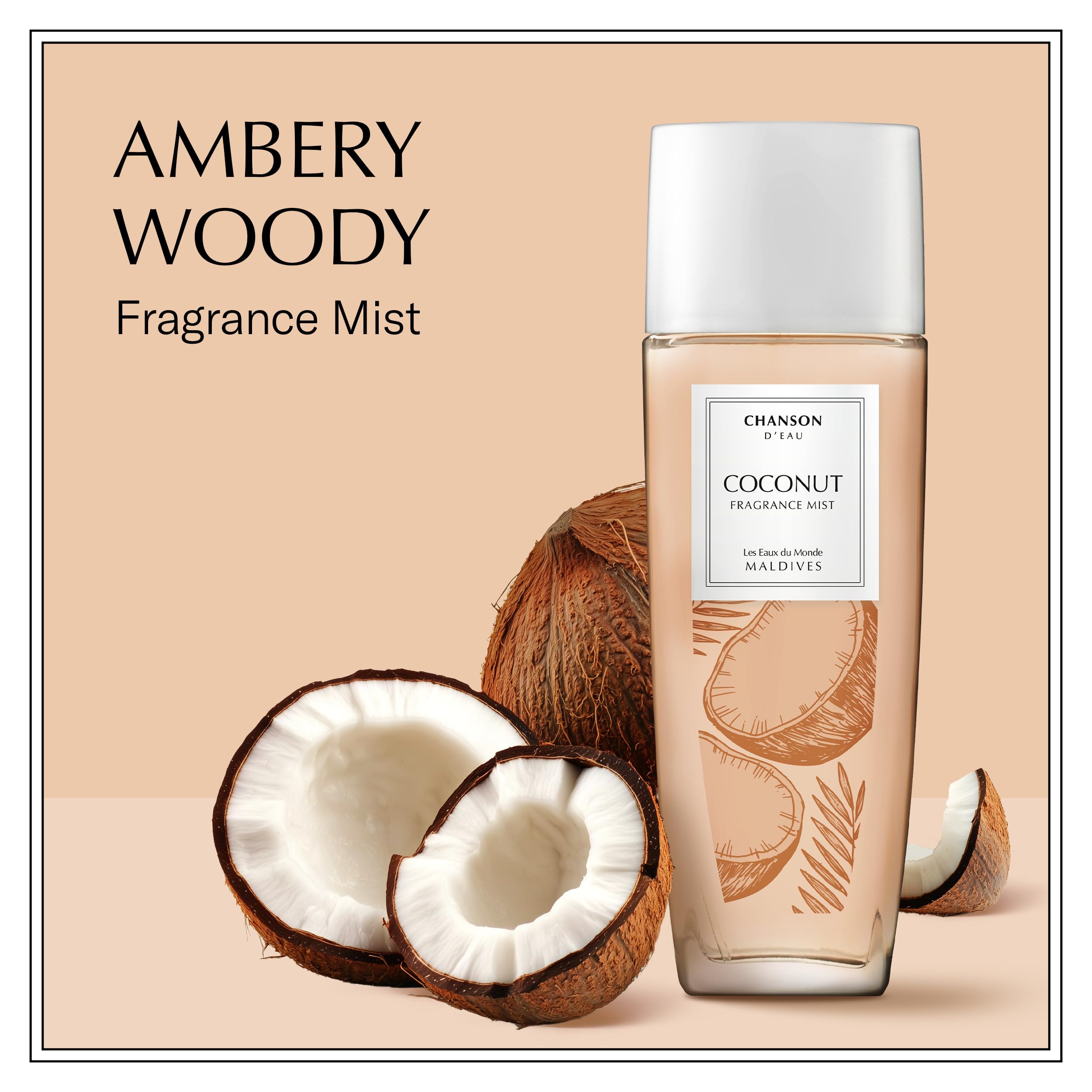 Chanson d'Eau Les Eaux du Monde Coconut Profumo Spray Corpo e Capelli Donna, Profumo ambrato legnoso, 75 ml