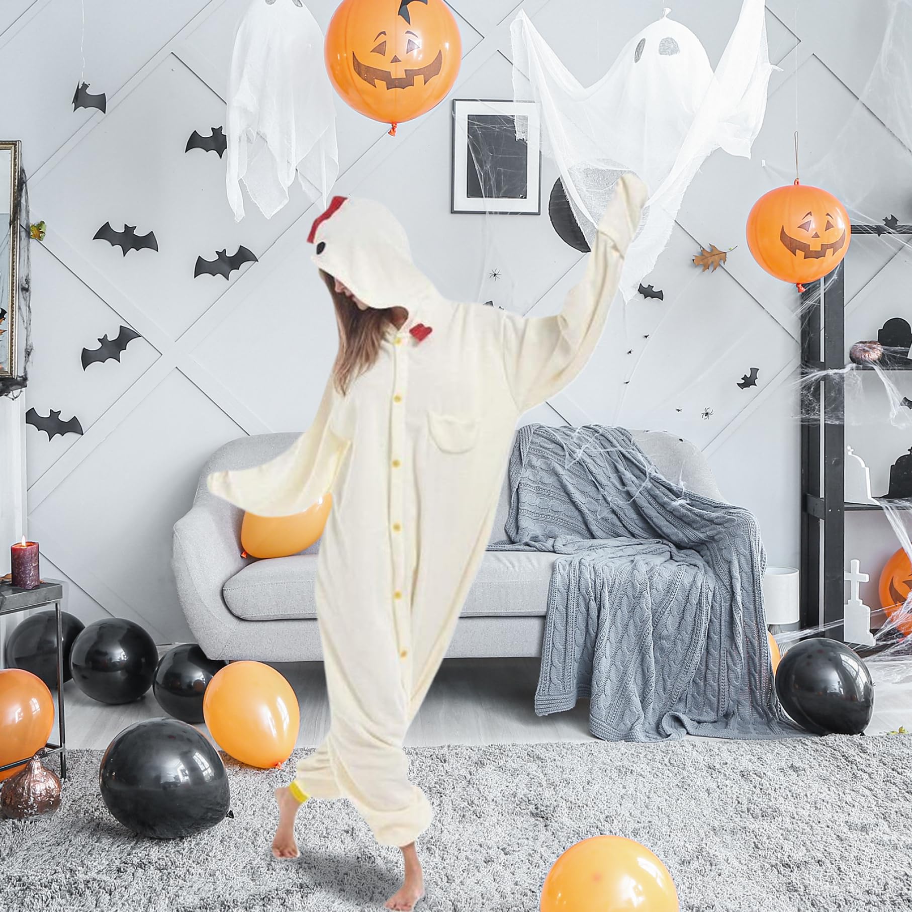Disfraz de Halloween Cosplay Onesie Polar Polar Disfraz de pollo unisex