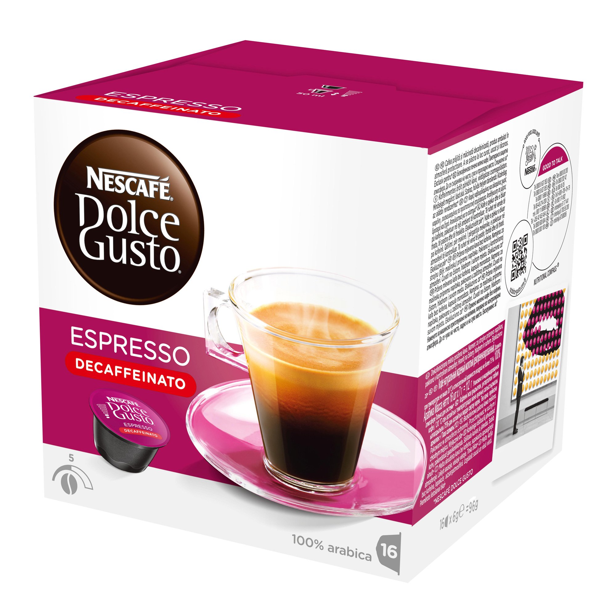 NESCAFÉ DOLCE GUSTO Espresso Decaffeinato Caffè, 6 Confezioni da 16 Capsule (96 Capsule Compatibili Nescafé Dolce Gusto)