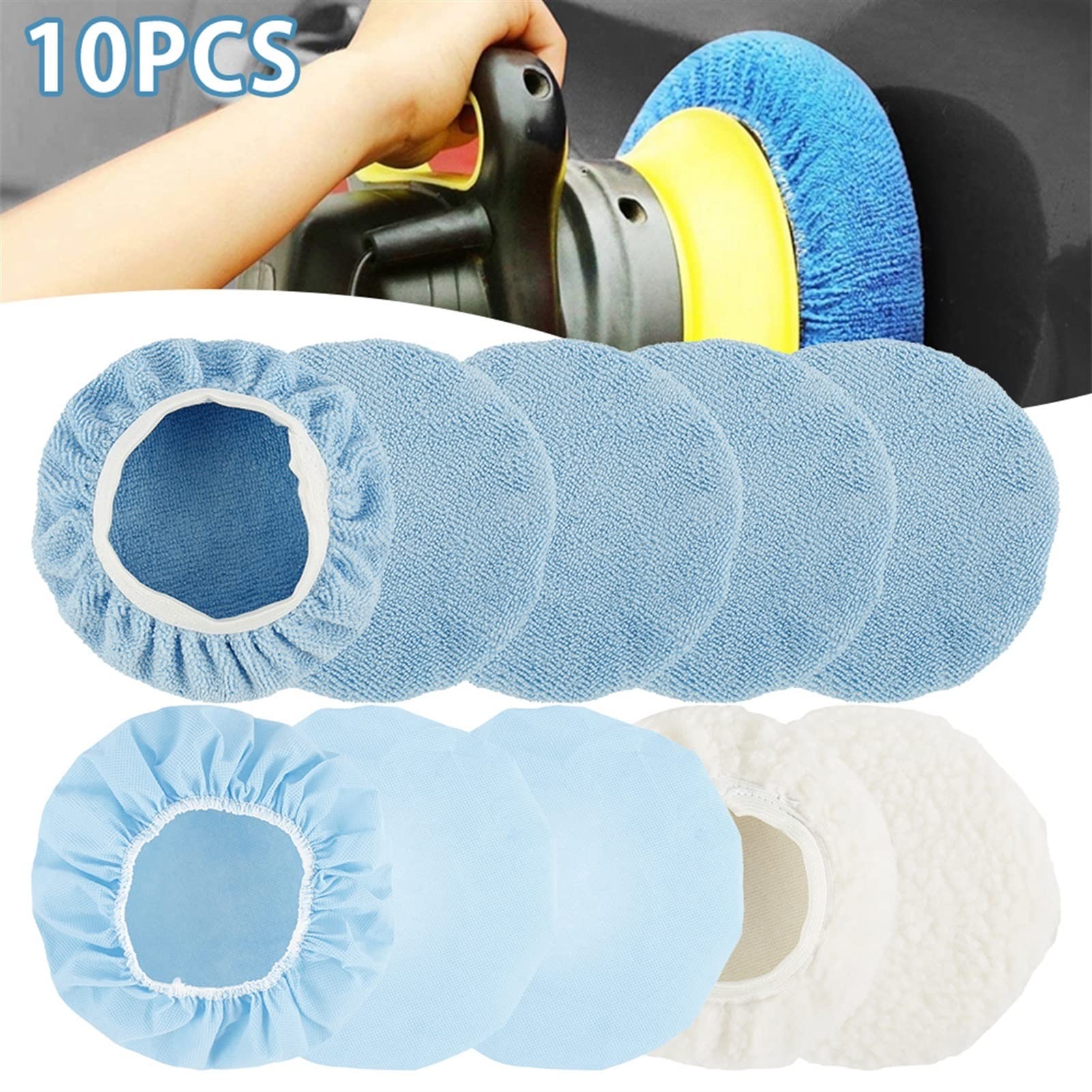 TRUSTTWO 10 unids Coche Polidaje Sombrero Lavado de autos Microfibra Paños de Microfibra Non-tejido Cepillos de peluche Conjunto de Pulidor Auto Pulidor Pulido Herramientas de limpieza de autos The Ne