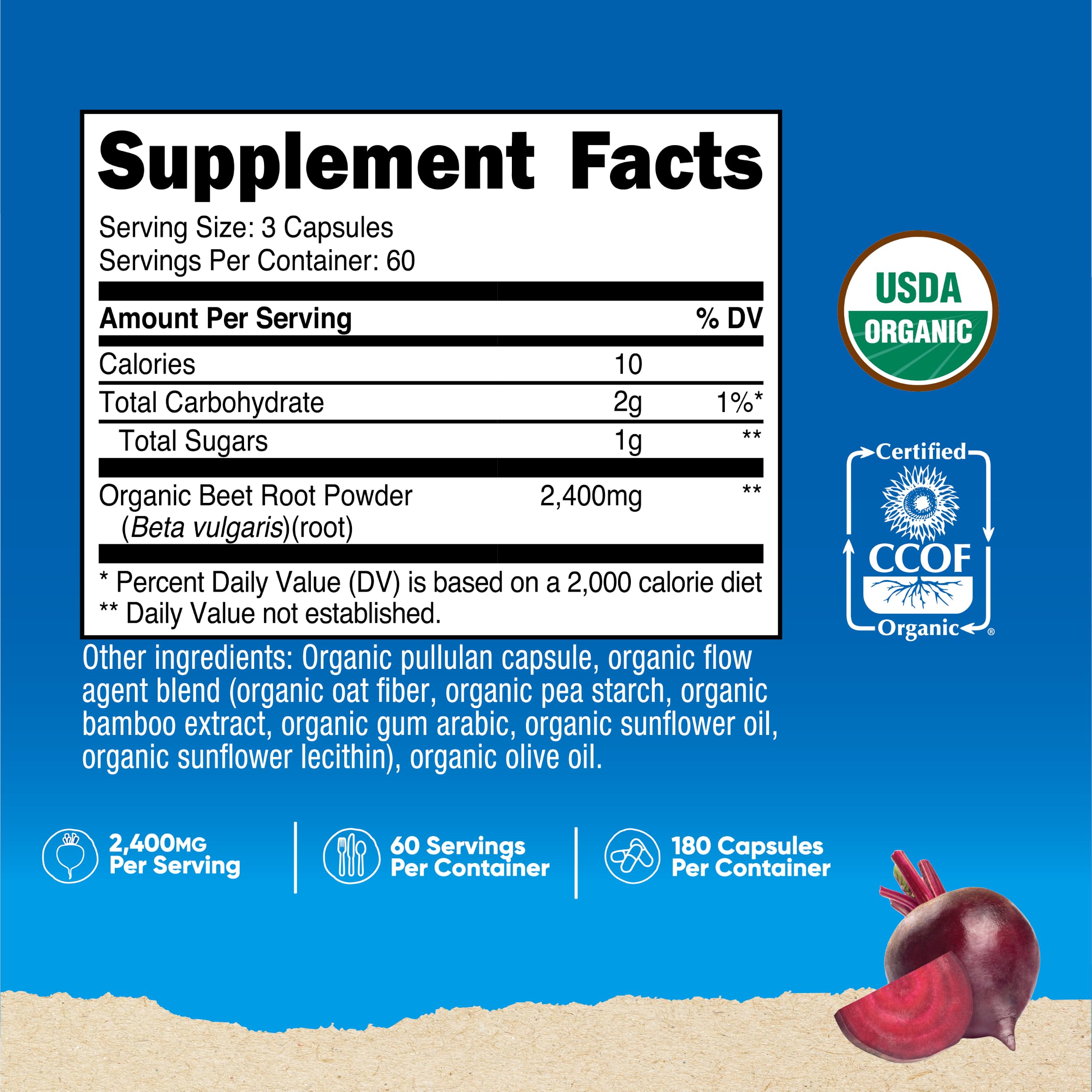 Nutricost Organic Beet Root 2400mg, 180 Capsules — Amazon image 2