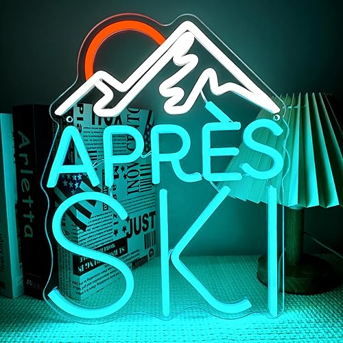 Apres Ski Neon Sign Mountain & Sun Design Blue &