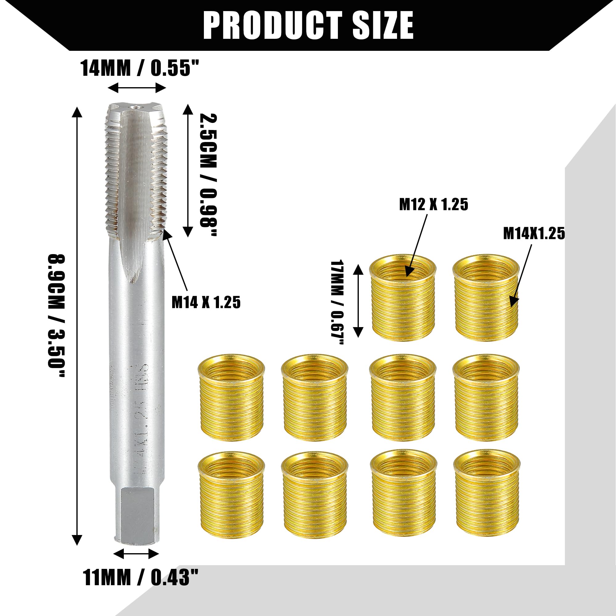 MaXpeedingrods Spark Plug Thread Repair Kit - M14 X 1.25, 26-Piece Set With Taps, Inserts, Tools & Case